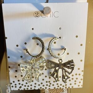 2 Chic Gold and Silver Bow Earrings